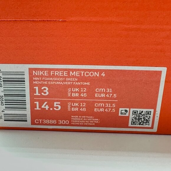 Men's Nike Free Metcon 4 Training Shoes Mint Foam CT3886-300 Size 13 - Picture 11 of 11